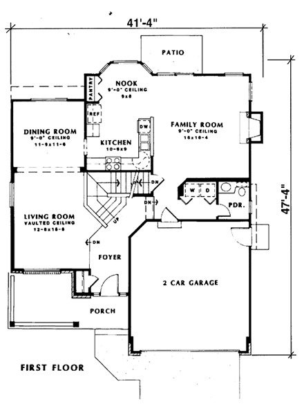 Traditional House Plan 24269 with 3 Beds, 3 Baths, 2 Car Garage First Level Plan