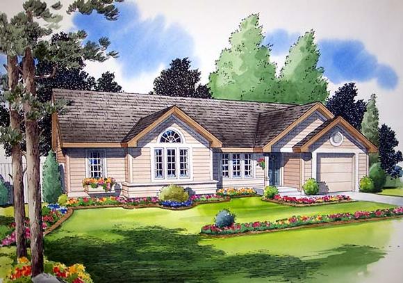 One-Story, Ranch, Traditional House Plan 24302 with 3 Beds, 2 Baths, 1 Car Garage Elevation