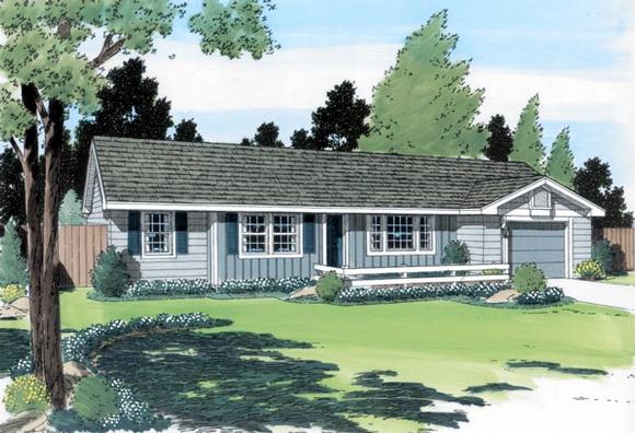 One-Story, Ranch, Traditional House Plan 24303 with 3 Beds, 2 Baths, 1 Car Garage Elevation