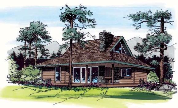 Cabin, Country, Southern House Plan 24309 with 2 Beds, 1 Baths Elevation