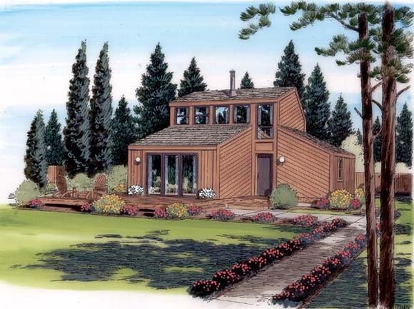 Contemporary, Retro House Plan 24310 with 1 Beds, 1 Baths Elevation
