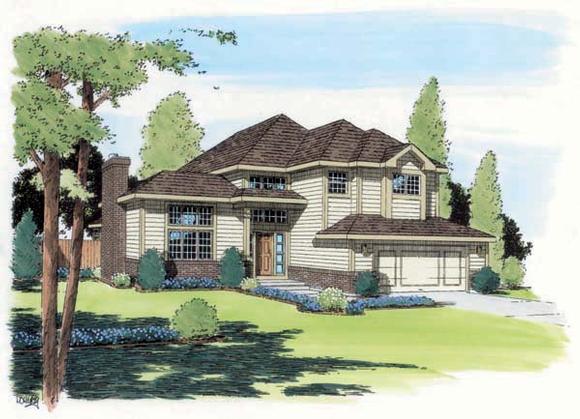 Contemporary, European, Traditional House Plan 24323 with 3 Beds, 3 Baths, 2 Car Garage Elevation