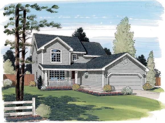 Country, Traditional House Plan 24324 with 3 Beds, 3 Baths, 2 Car Garage Elevation