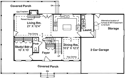 Country, Farmhouse, Traditional House Plan 24400 with 3 Beds, 3 Baths, 2 Car Garage First Level Plan