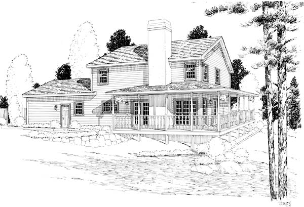 Country, Farmhouse, Traditional House Plan 24400 with 3 Beds, 3 Baths, 2 Car Garage Rear Elevation