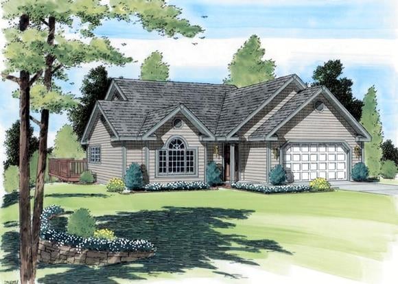 One-Story, Traditional House Plan 24402 with 3 Beds, 2 Baths, 2 Car Garage Elevation