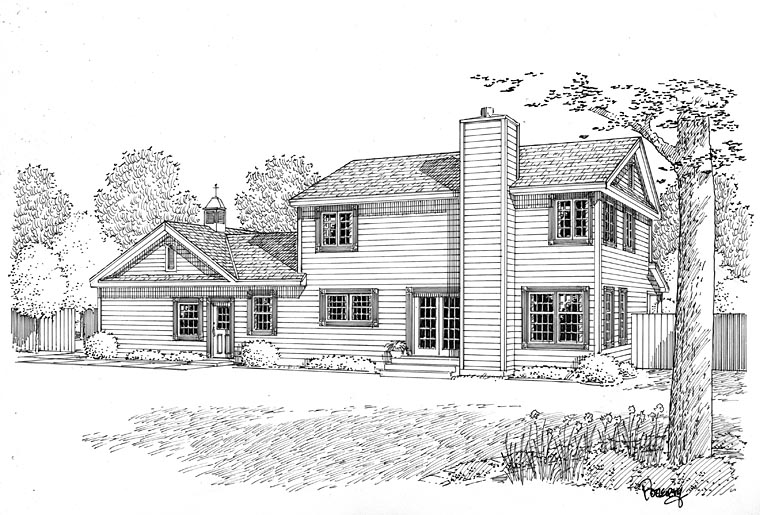 Country, Farmhouse, Traditional House Plan 24405 with 4 Beds, 4 Baths, 2 Car Garage Rear Elevation