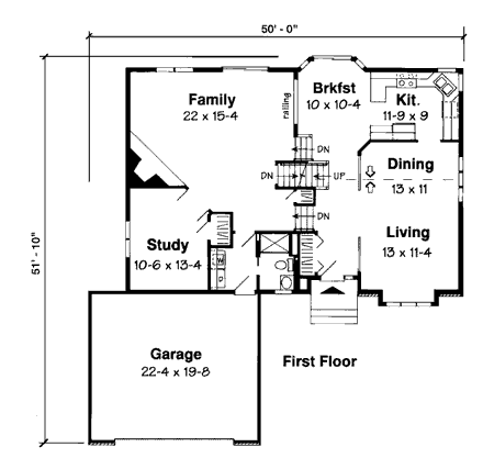 Traditional House Plan 24552 with 4 Beds, 3 Baths, 2 Car Garage First Level Plan
