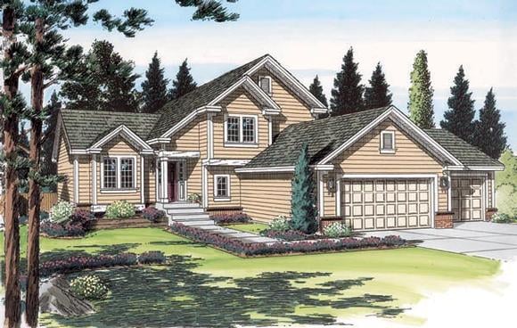 Traditional House Plan 24553 with 4 Beds, 3 Baths, 3 Car Garage Elevation