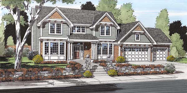 Colonial, Craftsman, European, Traditional House Plan 24567 with 3 Beds, 3 Baths, 3 Car Garage Elevation