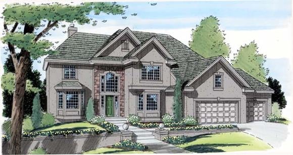 European, Traditional House Plan 24595 with 3 Beds, 3 Baths, 3 Car Garage Elevation
