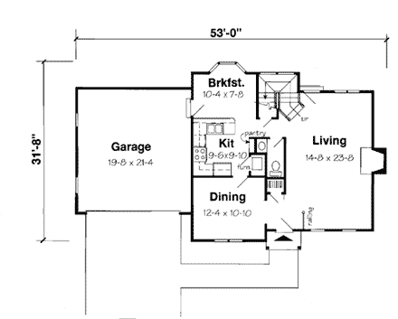 Colonial, Country, Farmhouse, Traditional House Plan 24600 with 4 Beds, 3 Baths, 2 Car Garage First Level Plan