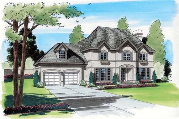 Colonial, European, Traditional House Plan 24652 with 3 Beds, 4 Baths, 2 Car Garage Elevation