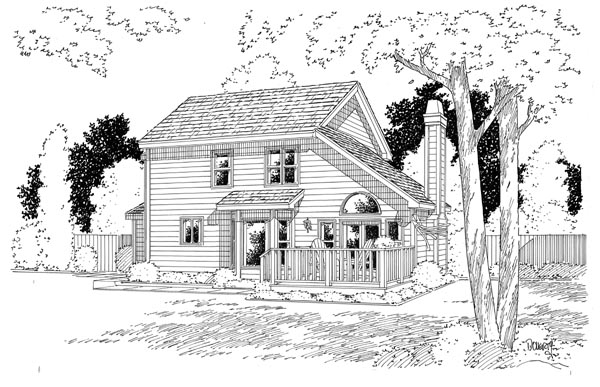 Country, Traditional House Plan 24654 with 3 Beds, 3 Baths, 2 Car Garage Rear Elevation