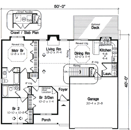 Cottage, Country, Ranch, Southern, Traditional House Plan 24700 with 3 Beds, 2 Baths, 2 Car Garage First Level Plan