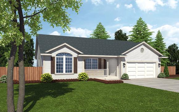 Cottage, Country, Ranch, Southern, Traditional House Plan 24700 with 3 Beds, 2 Baths, 2 Car Garage Elevation