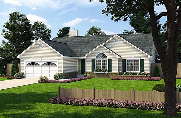 One-Story, Ranch, Traditional House Plan 24701 with 3 Beds, 2 Baths, 2 Car Garage Elevation