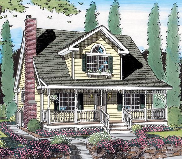 Cottage, Country, Farmhouse, Southern House Plan 24706 with 3 Beds, 2 Baths Elevation