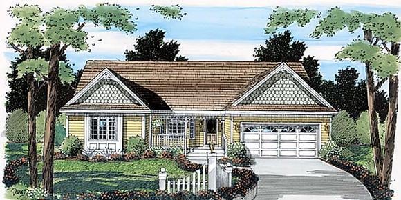 Country, One-Story, Ranch, Southern House Plan 24715 with 2 Beds, 2 Baths, 2 Car Garage Elevation