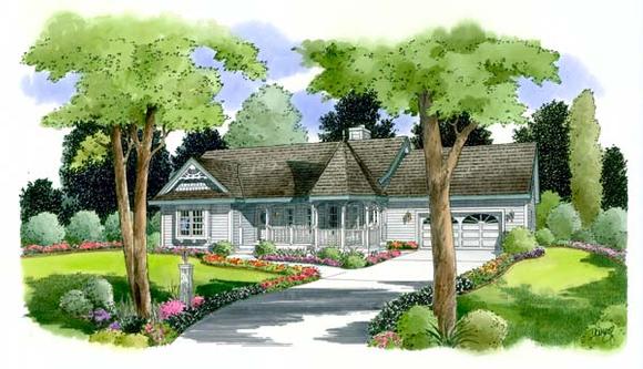 Cottage, Country, One-Story, Ranch, Victorian House Plan 24718 with 3 Beds, 2 Baths, 2 Car Garage Elevation