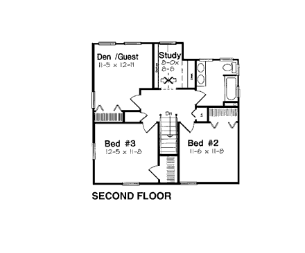 Bungalow, Country, Victorian House Plan 24722 with 4 Beds, 3 Baths, 2 Car Garage Second Level Plan