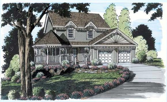 Bungalow, Country, Victorian House Plan 24722 with 4 Beds, 3 Baths, 2 Car Garage Elevation