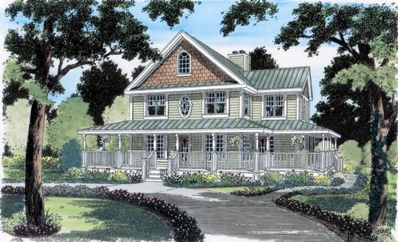 Country, Farmhouse, Traditional House Plan 24724 with 4 Beds, 3 Baths Elevation
