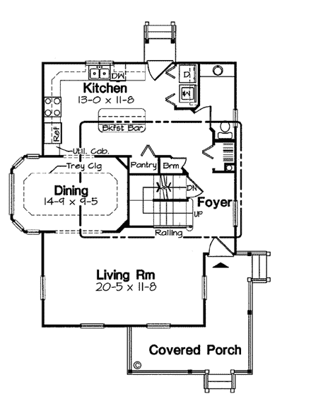 Bungalow, Country, Narrow Lot House Plan 24729 with 3 Beds, 3 Baths First Level Plan