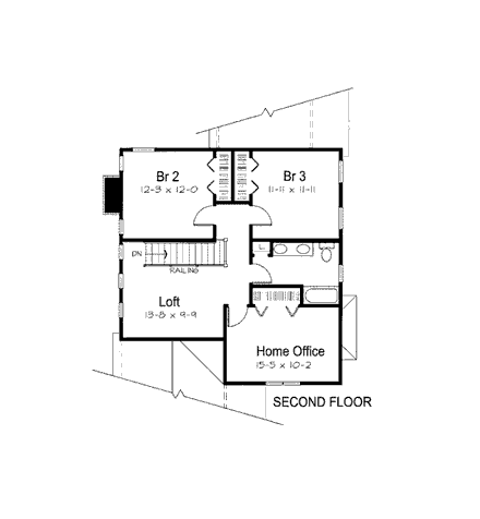 Bungalow, Country, Narrow Lot, Traditional House Plan 24731 with 3 Beds, 3 Baths, 2 Car Garage Second Level Plan