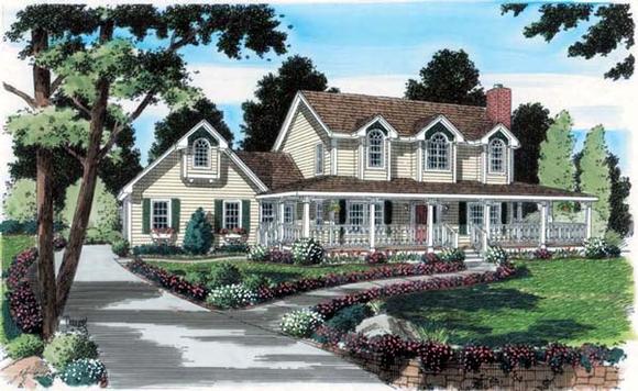 Country, Farmhouse, Southern, Traditional House Plan 24734 with 3 Beds, 3 Baths, 2 Car Garage Elevation