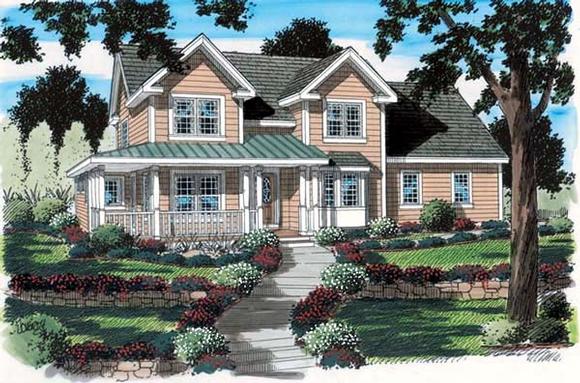 Country, Farmhouse, Southern House Plan 24737 with 4 Beds, 3 Baths, 2 Car Garage Elevation