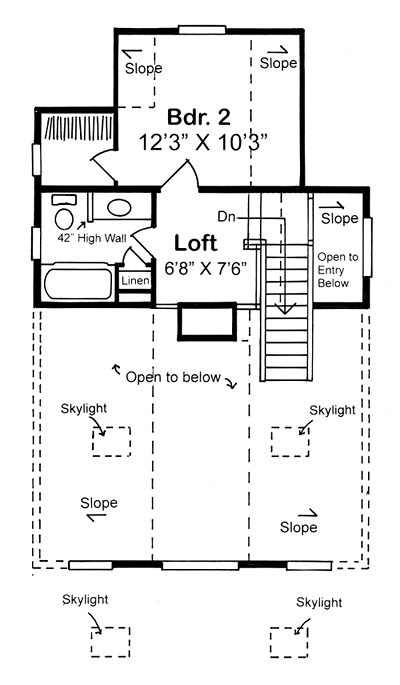 Coastal, Contemporary, Cottage House Plan 24740 with 2 Beds, 2 Baths Level Two