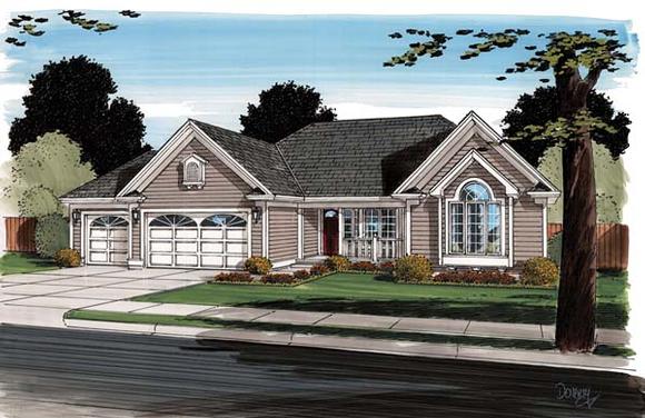 Contemporary, Ranch, Traditional House Plan 24745 with 3 Beds, 2 Baths, 3 Car Garage Elevation