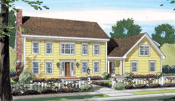Colonial House Plan 24752 with 3 Beds, 3 Baths, 3 Car Garage Elevation
