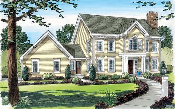 Colonial House Plan 24753 with 3 Beds, 3 Baths, 2 Car Garage Elevation