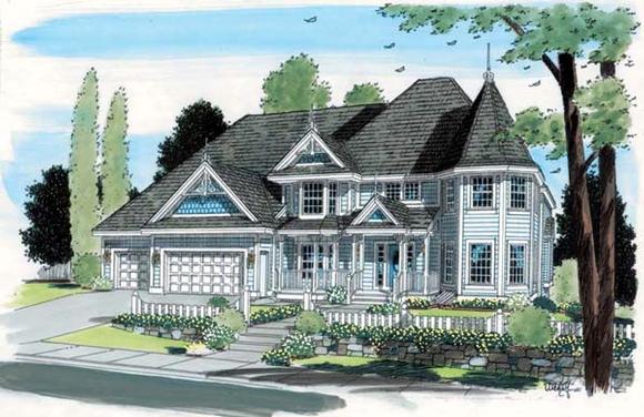 Victorian House Plan 24800 with 5 Beds, 4 Baths, 3 Car Garage Elevation
