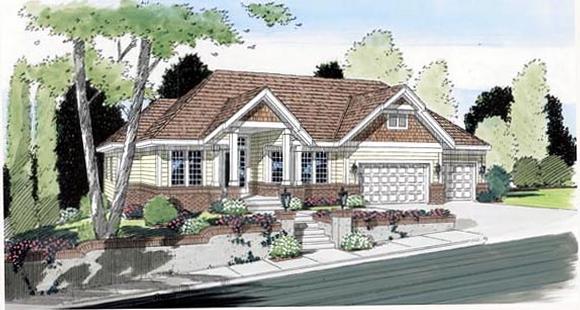 Bungalow, Country, European, One-Story, Traditional House Plan 24805 with 3 Beds, 3 Baths, 3 Car Garage Elevation
