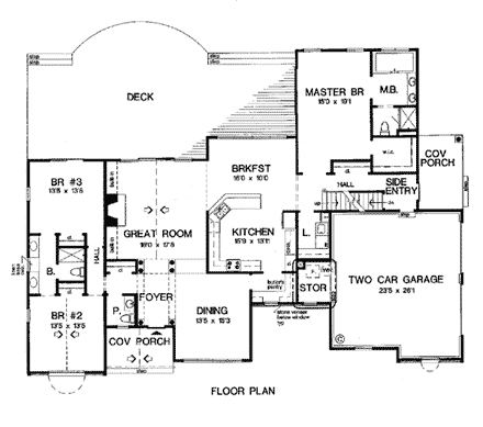 Bungalow, European, Traditional House Plan 24950 with 3 Beds, 3 Baths, 2 Car Garage First Level Plan
