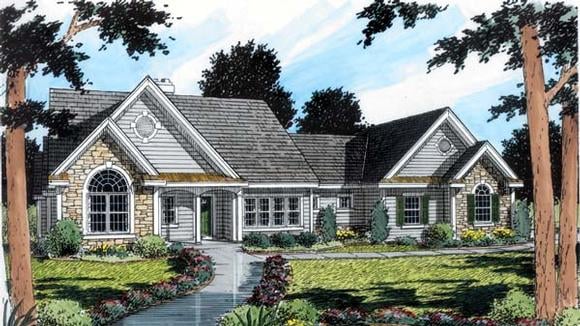 Bungalow, European, Traditional House Plan 24950 with 3 Beds, 3 Baths, 2 Car Garage Elevation