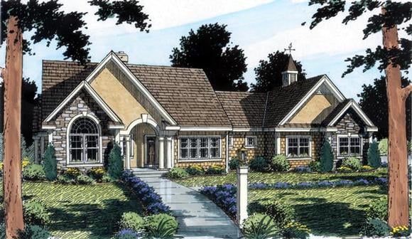 Bungalow, European, Ranch, Traditional House Plan 24953 with 3 Beds, 3 Baths, 2 Car Garage Elevation