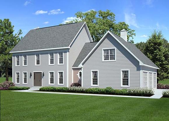 Colonial, Country, Traditional House Plan 24966 with 3 Beds, 3 Baths, 3 Car Garage Elevation