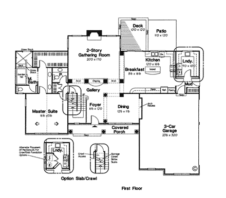 Bungalow, European, Traditional, Victorian House Plan 24969 with 4 Beds, 4 Baths, 3 Car Garage First Level Plan