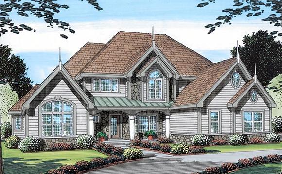 Bungalow, European, Traditional, Victorian House Plan 24969 with 4 Beds, 4 Baths, 3 Car Garage Elevation