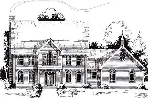 Colonial House Plan 24971 with 4 Beds, 4 Baths, 3 Car Garage Elevation