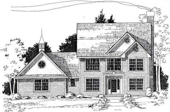 Colonial, Traditional House Plan 24975 with 3 Beds, 3 Baths, 2 Car Garage Elevation