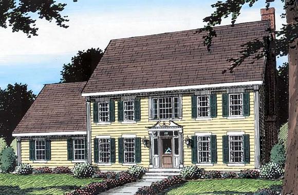 Colonial House Plan 24990 with 3 Beds, 3 Baths, 2 Car Garage Elevation