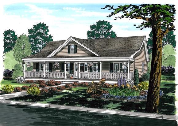 Country, Farmhouse, Ranch, Southern House Plan 25101 with 3 Beds, 2 Baths Elevation