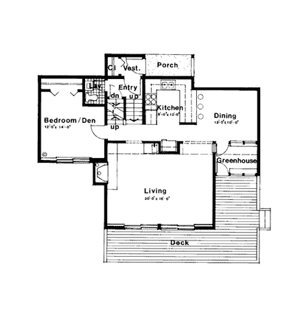 Contemporary House Plan 26110 with 3 Beds, 2 Baths First Level Plan