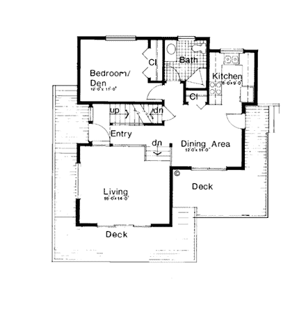 Contemporary House Plan 26111 with 3 Beds, 2 Baths First Level Plan
