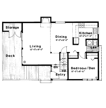 Contemporary House Plan 26114 with 3 Beds, 2 Baths First Level Plan